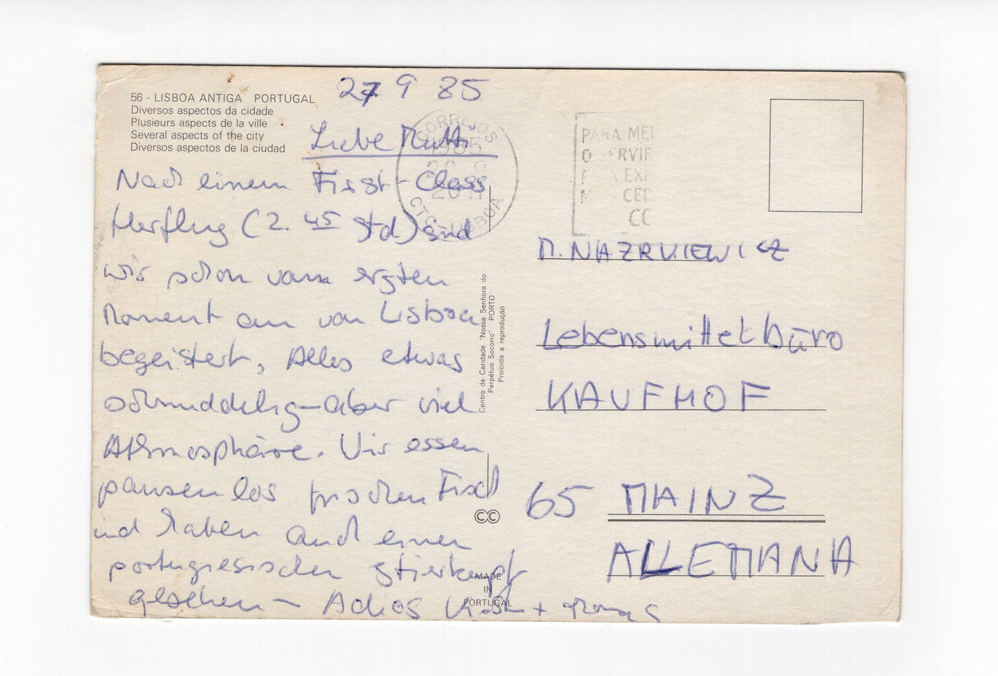 Ansichtskarte Lisboa Lissabon / Portugal