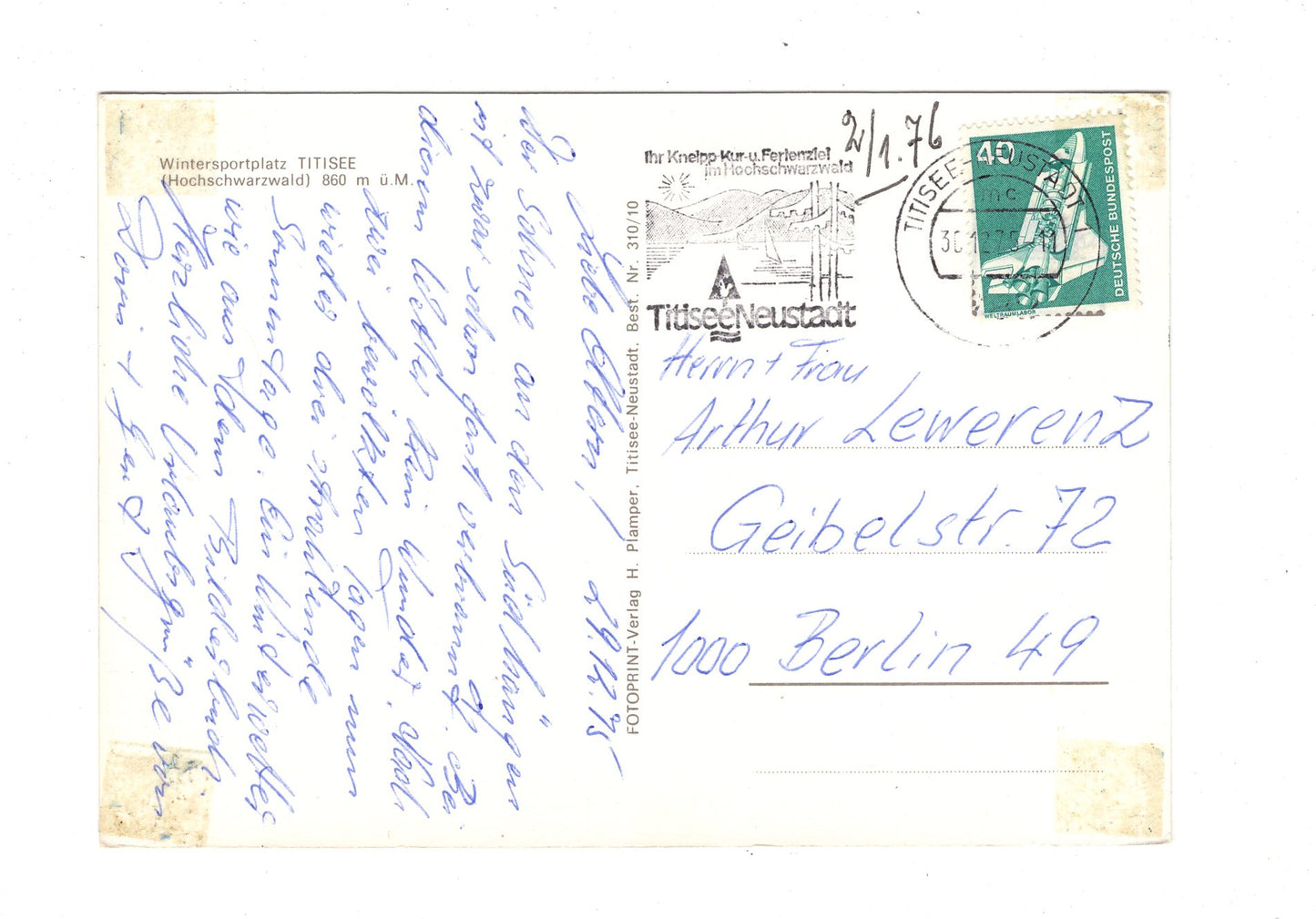 Ansichtskarte Wintergrüße aus Titisee im südl. Hochschwarzwald / G1-65