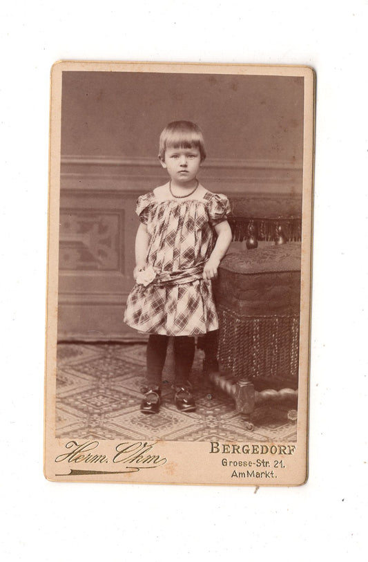 Fotografie Niedliches kleines Kind - Hamburg-Bergedorf 1880er / CDV M1-34