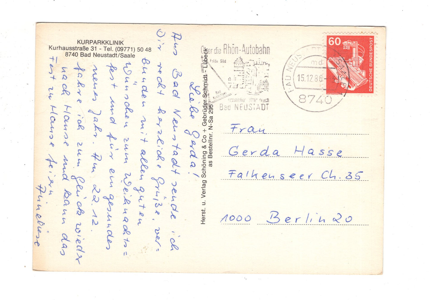 Ansichtskarte Bad Neustadt an der Saale / Kurpark-Klinik / J1-56