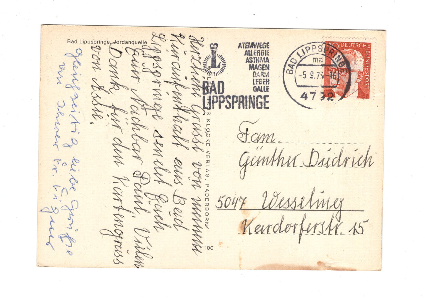 Ansichtskarte Bad Lippspringe / Jordanquelle