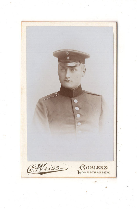 Fotografie Soldat Regiment 8 mit Widmung - Siegen / Koblenz 1902