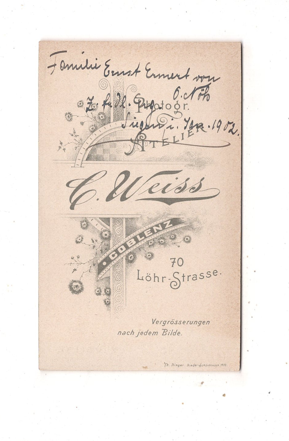 Fotografie Soldat Regiment 8 mit Widmung - Siegen / Koblenz 1902