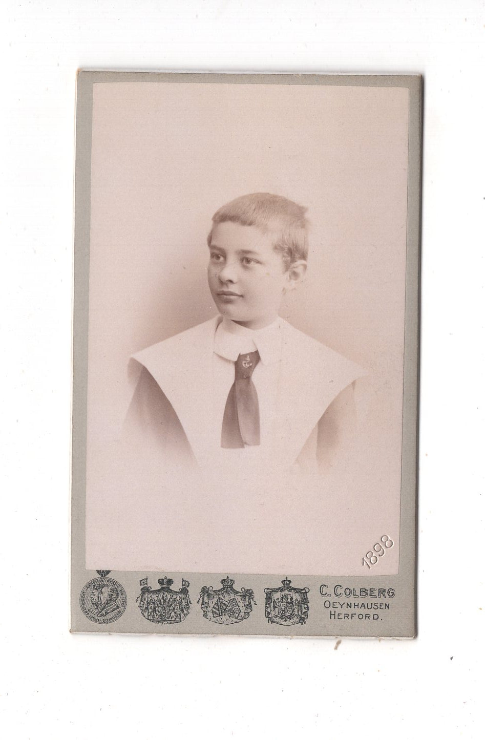 Fotografie Niedlicher kleiner Junge - Bad Oeynhausen / Herford 1898 / CDV M1-15