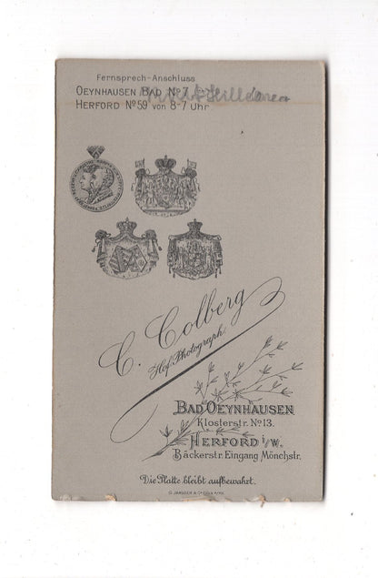 Fotografie Niedlicher kleiner Junge - Bad Oeynhausen / Herford 1898 / CDV M1-15