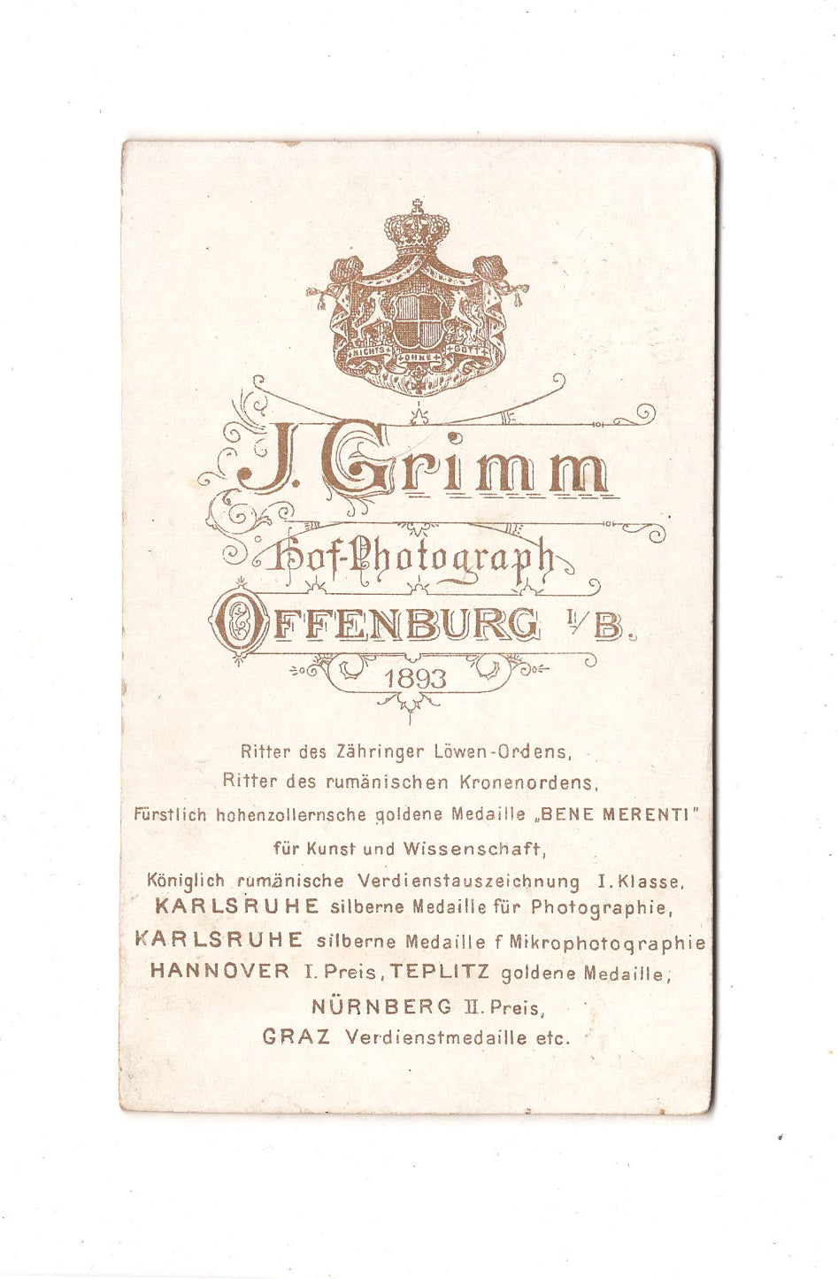 Fotografie Damenportrait - Offenburg 1893 / CDV C1-12