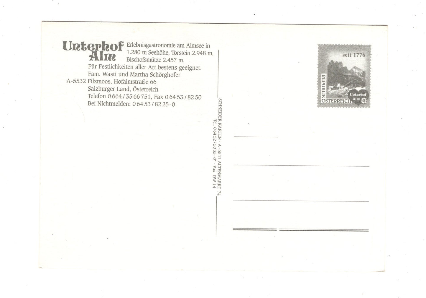 Ansichtskarte Unterhof Alm / Filzmoos / Salzburger Land / Österreich