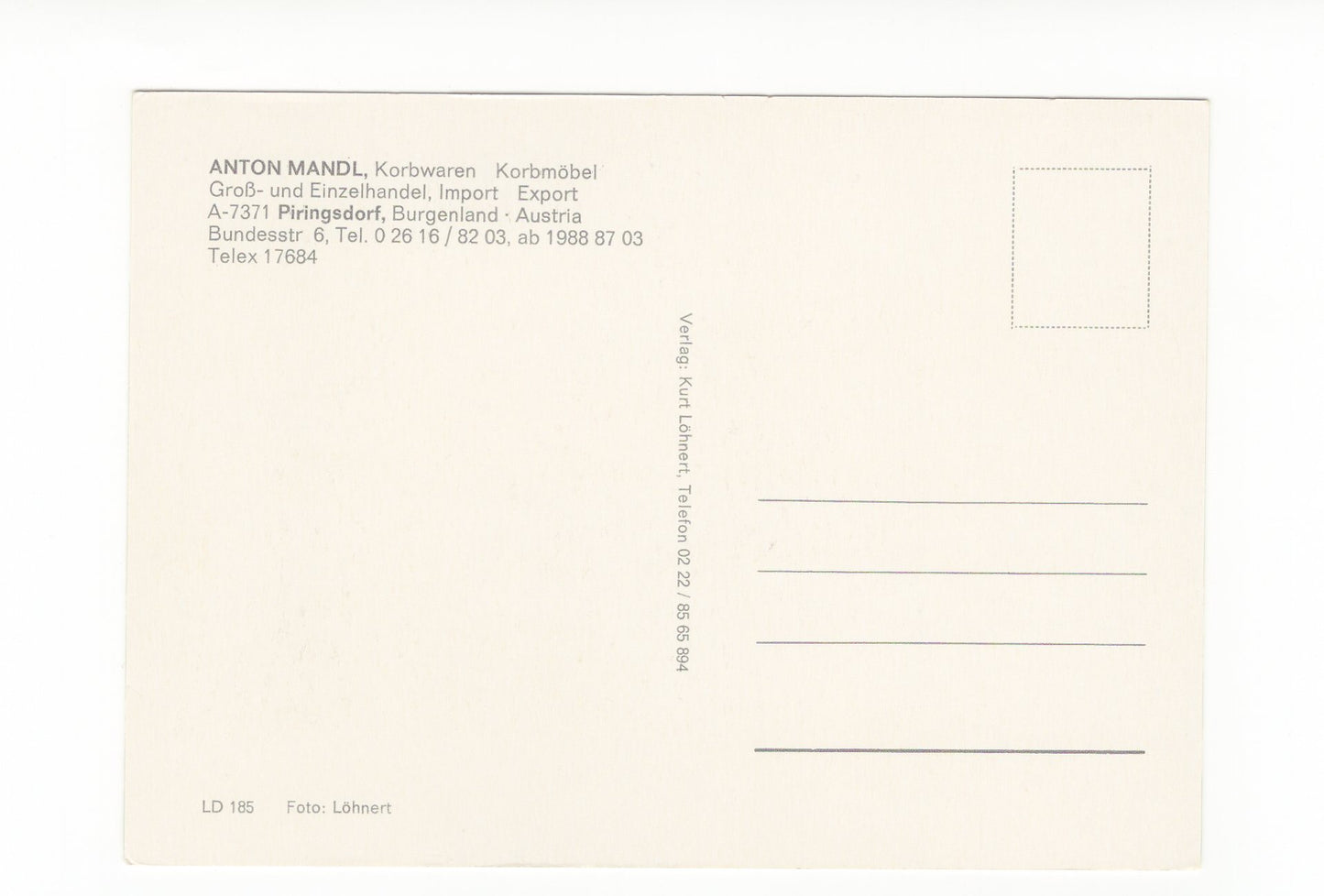 Ansichtskarte Anton Mandl Korbwaren / Piringsdorf / Burgenland / Österreich