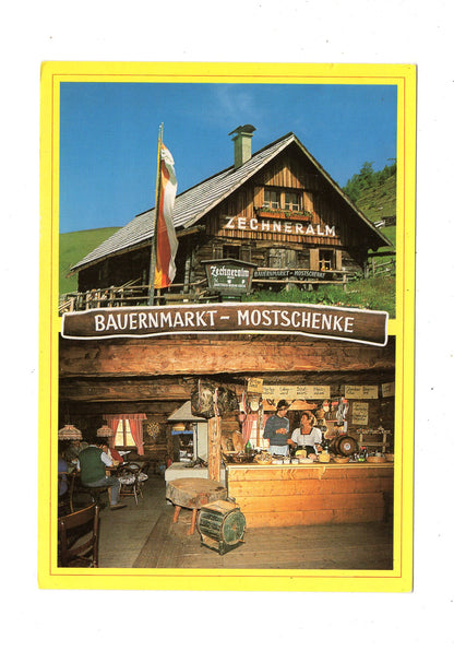 Ansichtskarte Bauernmarkt / Mostschenke Zechneralm / Nockalmstraße / Österreich
