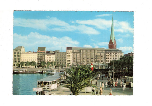 Ansichtskarte Hamburg / Binnenalster mit Petrikirche / K1-49