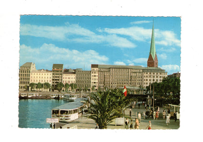 Ansichtskarte Hamburg / Binnenalster mit Petrikirche / K1-49