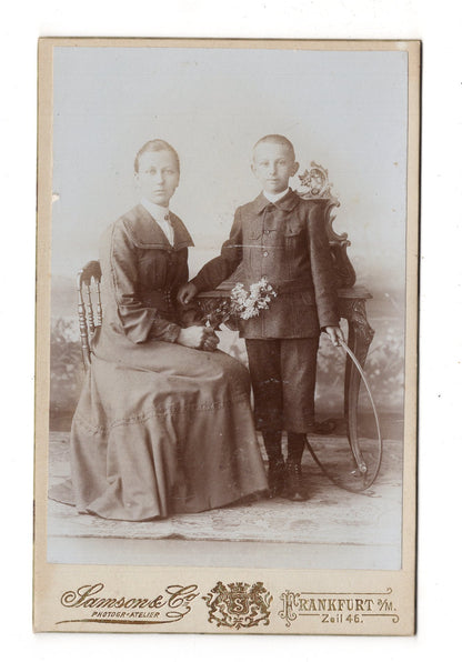Fotografie Feine Dame und Junge - Frankfurt Main 1890er / CAB U-34