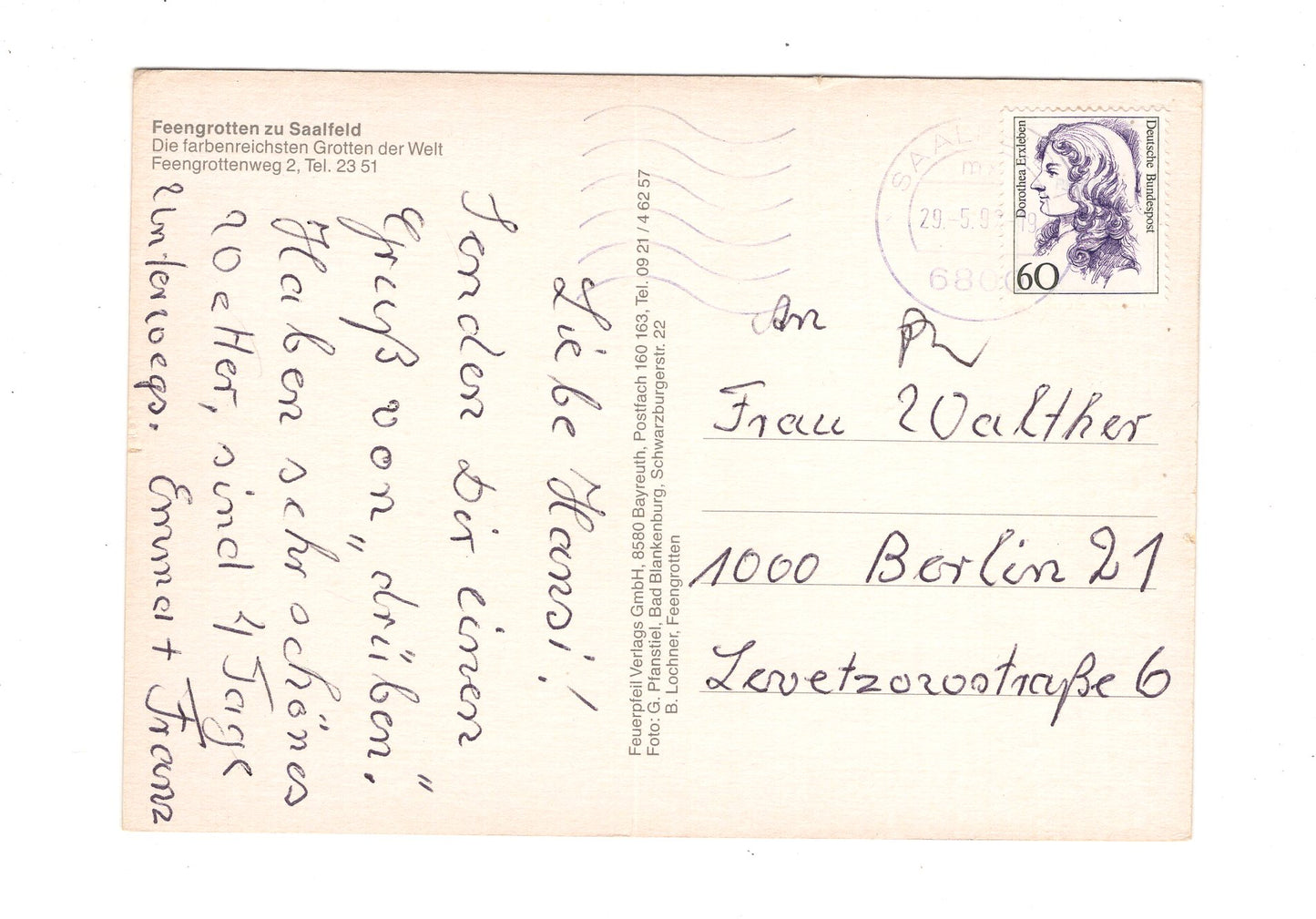Ansichtskarte Saalfeld / Saalfelder Feengrotten