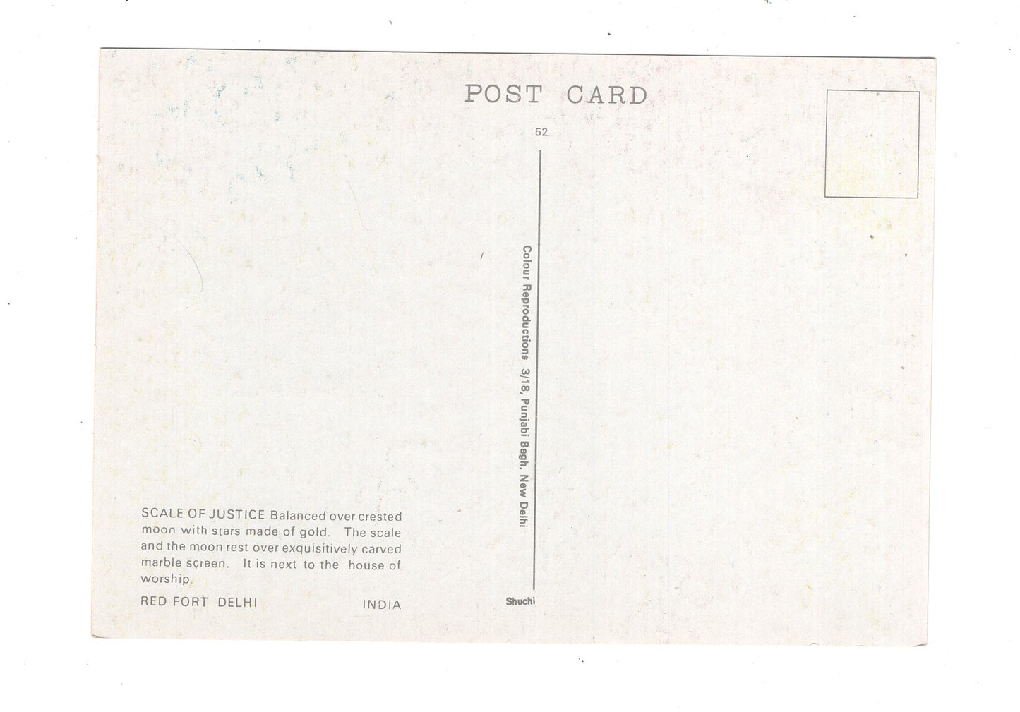 Ansichtskarte Scale of Justice / Delhi / Indien