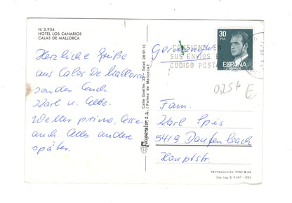 Ansichtskarte Calas de Mallorca / Hotel Los Canarios / Spanien