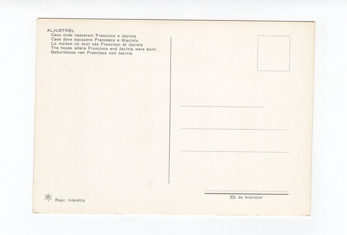 Ansichtskarte Aljustrel / Geburtshaus von Francisco und Jazinta / Portugal