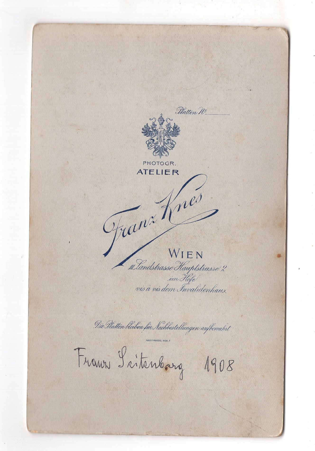 Fotografie Feiner Herr / Franz Seitenberg - Wien 1908 / CAB X-19
