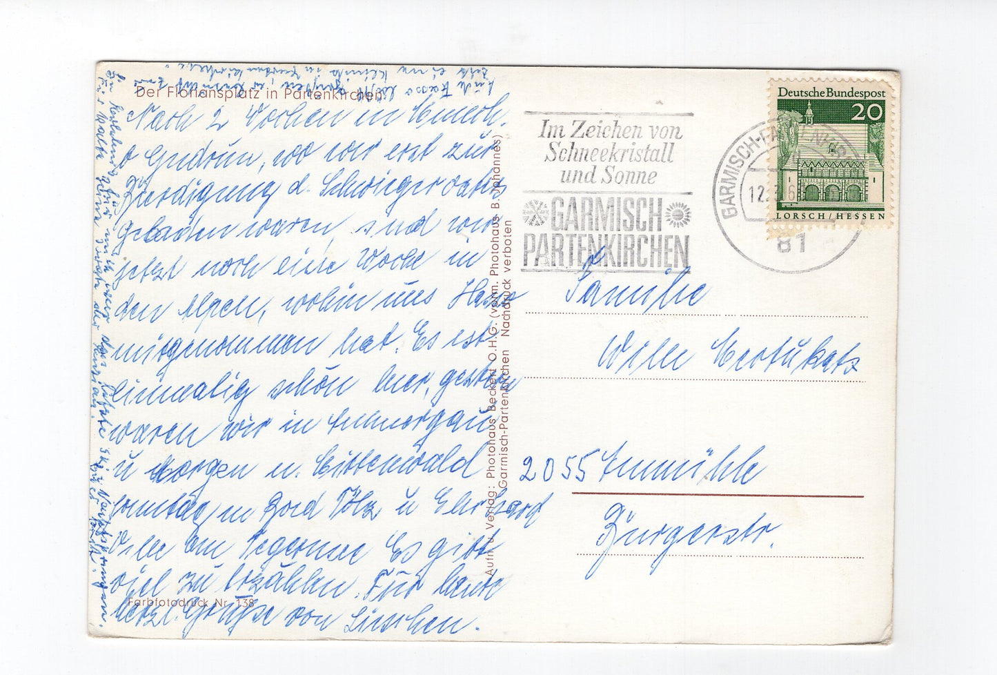 Ansichtskarte Garmisch-Partenkirchen / Floriansplatz in Partenkirchen