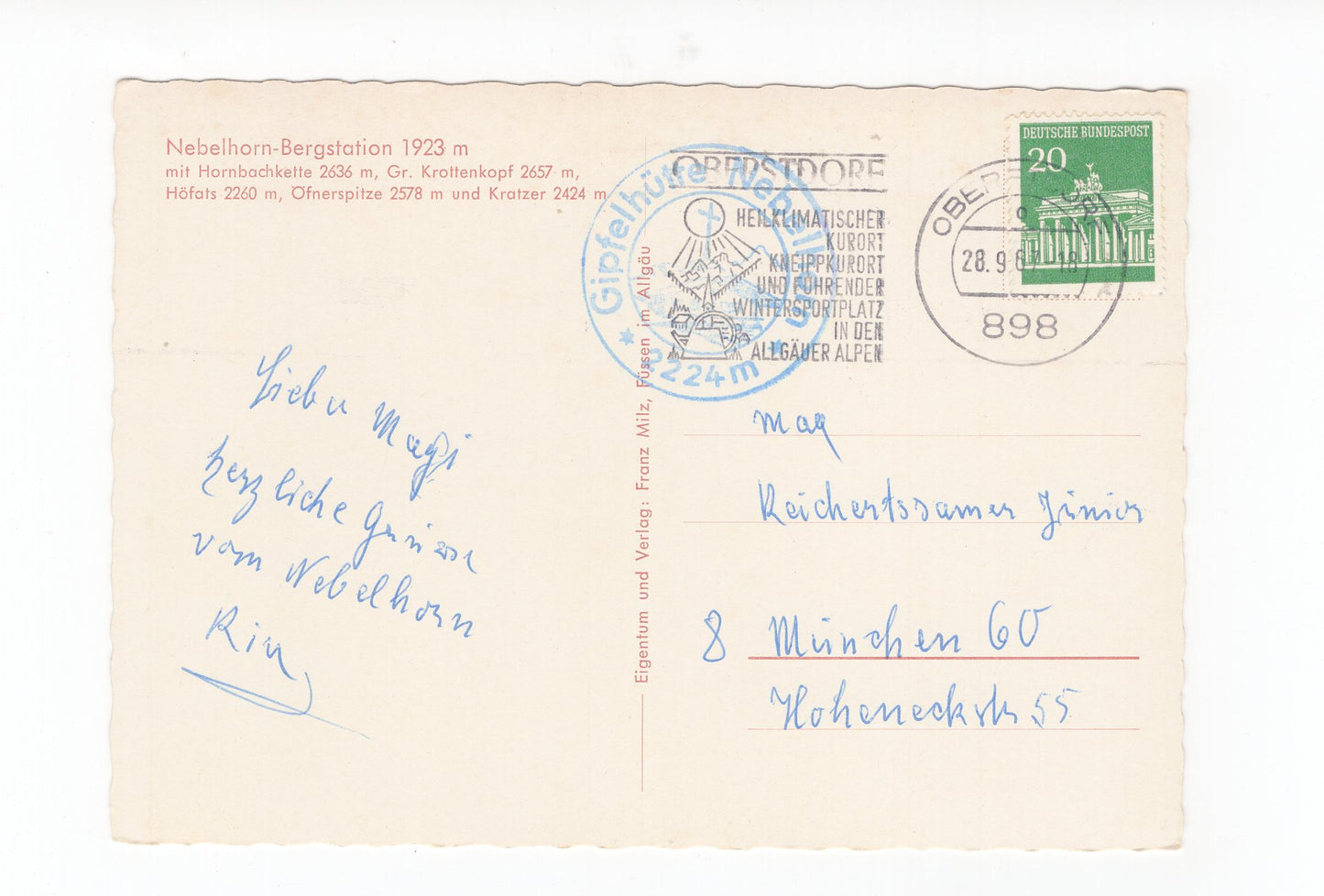 Ansichtskarte Nebelhorn-Bergstation