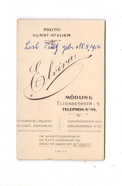 Fotografie Niedliches kleines Mädchen / benannt - Wien 1910er