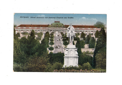 Ansichtskarte Potsdam / Schloss Sanssouci mit Denkmal Friedrich des Großen / M1-54