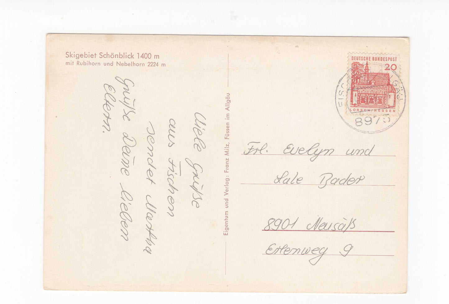 Ansichtskarte Skigebiet Schönblick mit Rubihorn und Nebelhorn