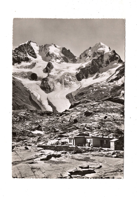 Ansichtskarte Berghaus Fuorcla Surley mit Berninagruppe / Schweiz
