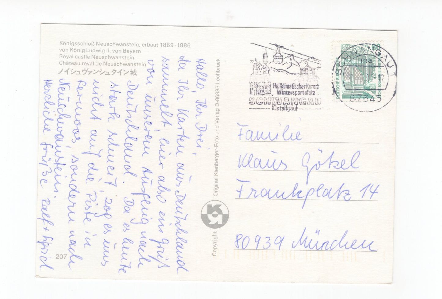 Ansichtskarte Königsschloss Neuschwanstein