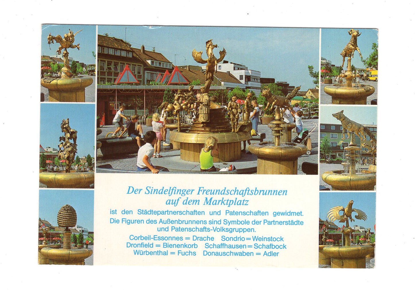 Ansichtskarte Sindelfingen / Freundschaftsbrunnen auf dem Marktplatz