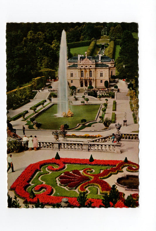 Ansichtskarte Königsschloss Linderhof mit Fontäne