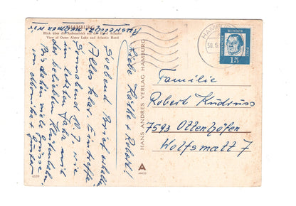 Ansichtskarte Hamburg / Blick über die Außenalster auf das Hotel Atlantic / K1-49