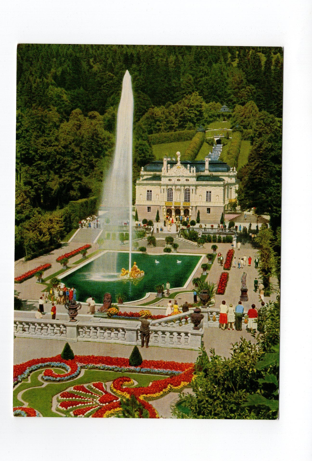 Ansichtskarte Königsschloss Linderhof mit Fontäne