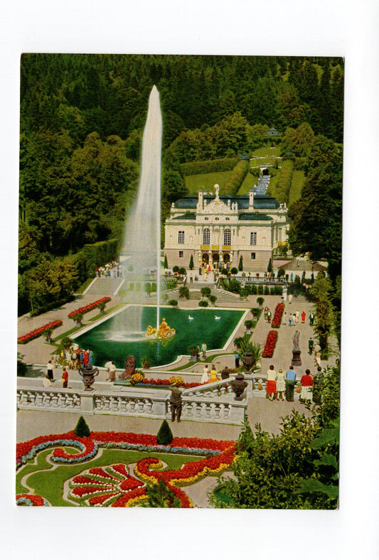 Ansichtskarte Königsschloss Linderhof mit Fontäne