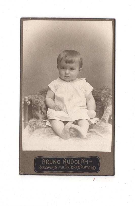 Fotografie Niedliches kleines Kind - Roßwein 1900er / CDV M1-35