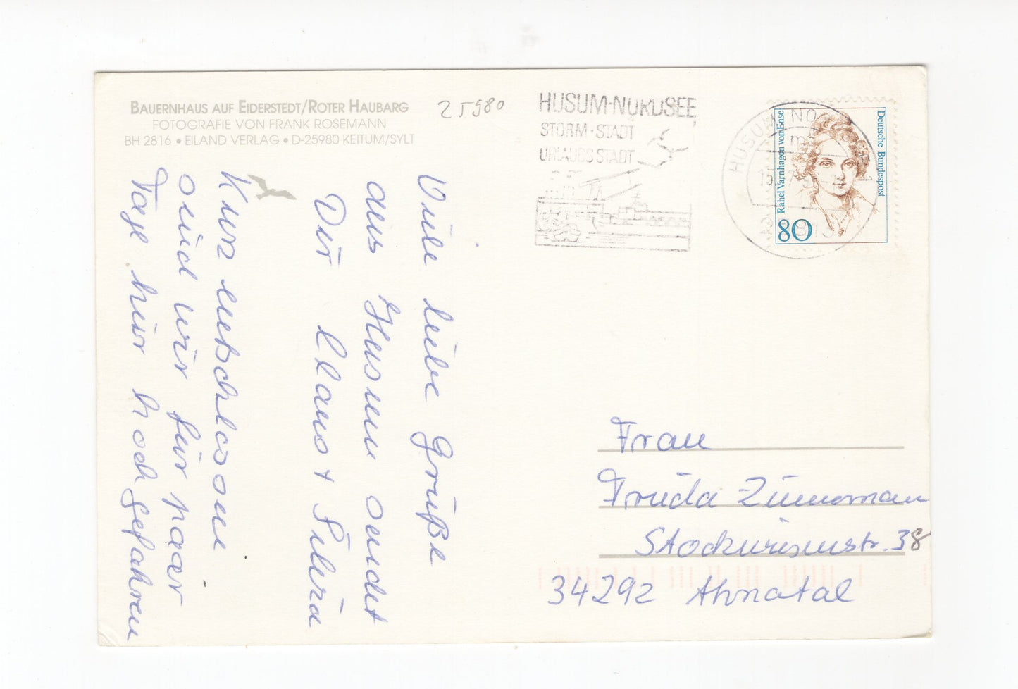 Ansichtskarte Bauernhaus auf Eiderstedt / Roter Haubarg