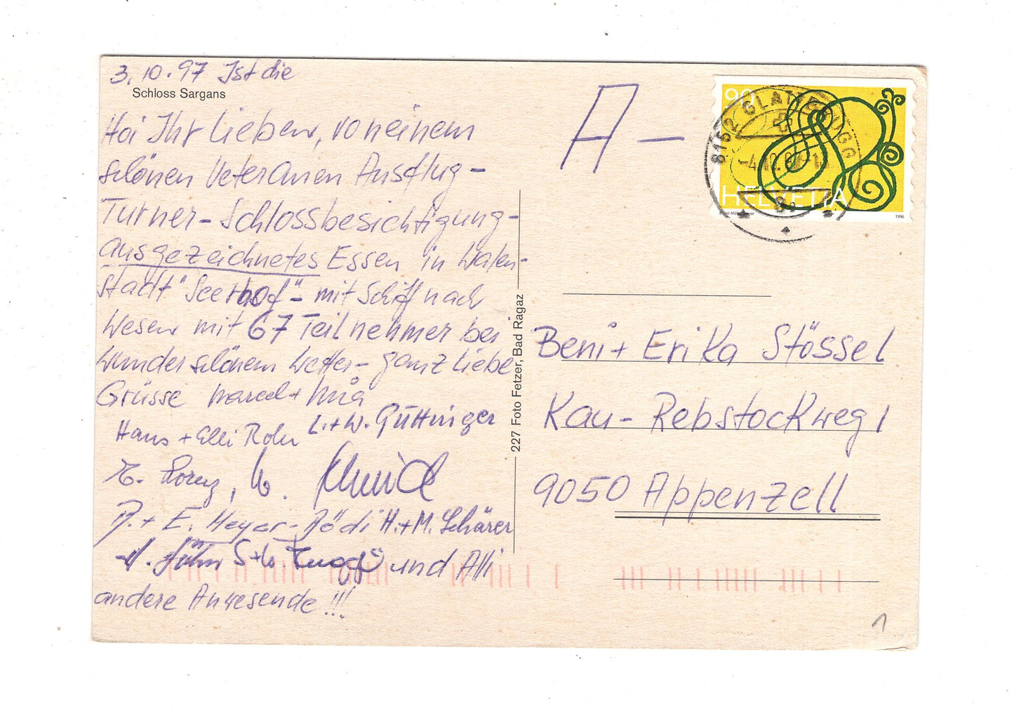 Ansichtskarte Schloss Sargans / Schweiz