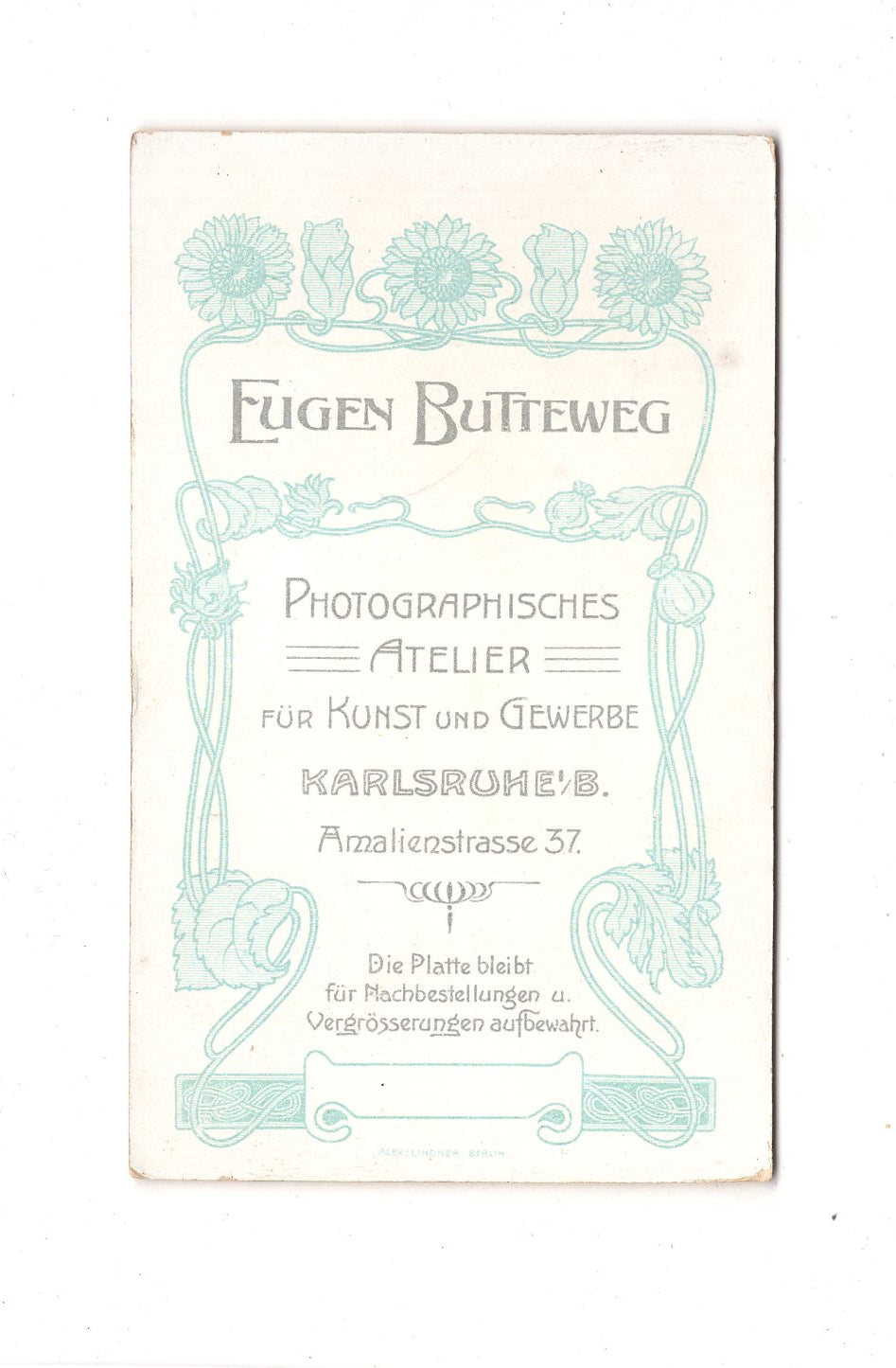 Fotografie Damenportrait - Karlsruhe 1904 / CDV C1-12