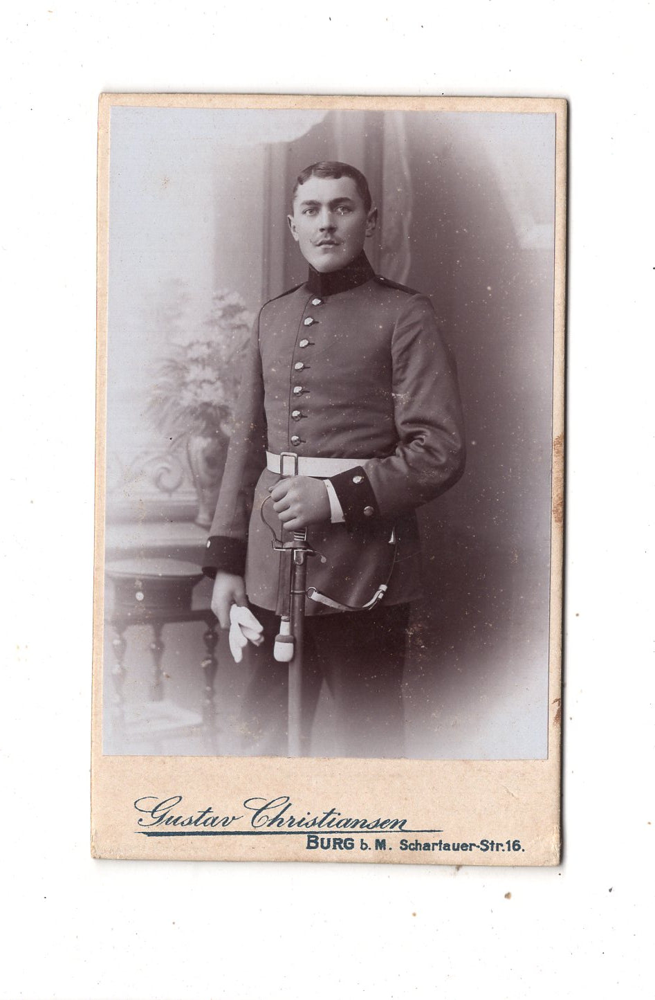 Fotografie Soldat - Burg bei Magdeburg um 1900