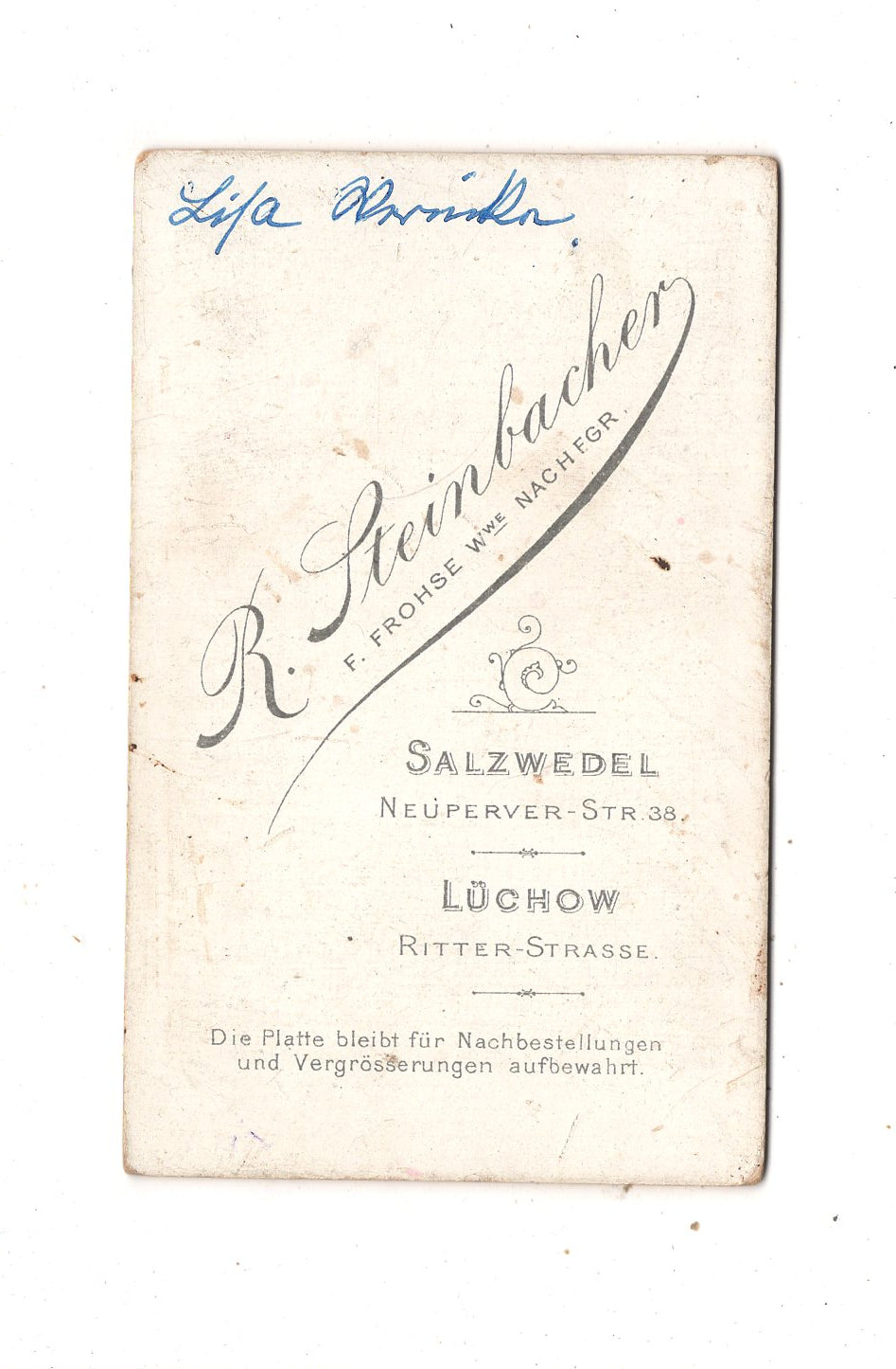 Fotografie Niedliches kleines Mädchen / benannt - Salzwedel / Lüchow 1880er