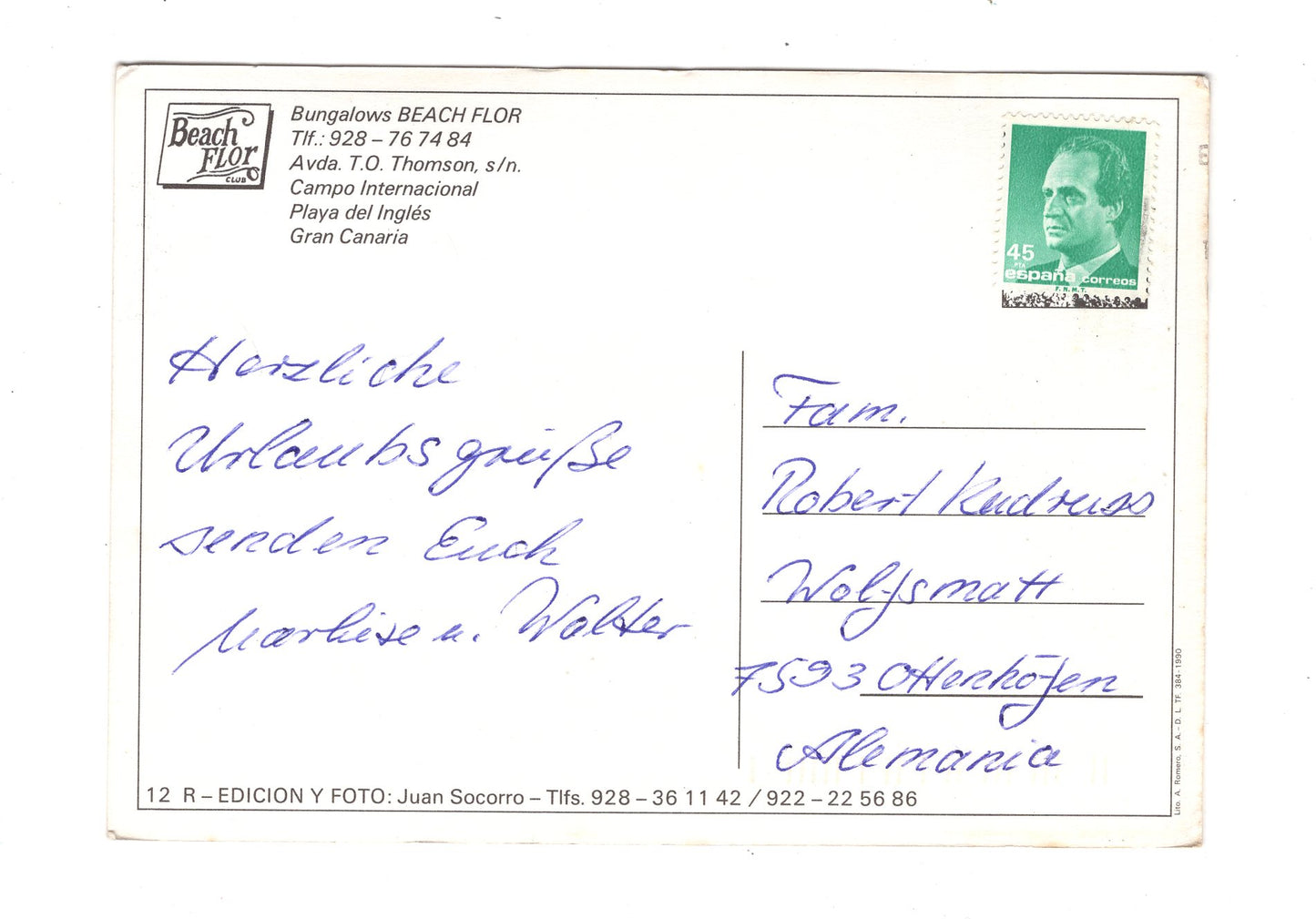 Ansichtskarte Gran Canaria / Playa del Ingles / Bungalows Beach Flor / Spanien