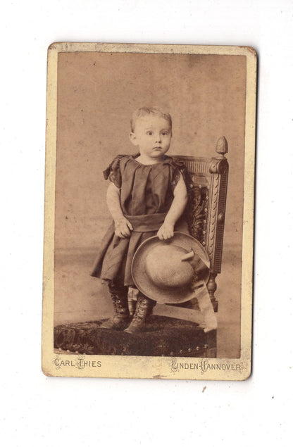 Fotografie Niedlicher kleiner Junge - Linden-Hannover 1880er / CDV M1-15