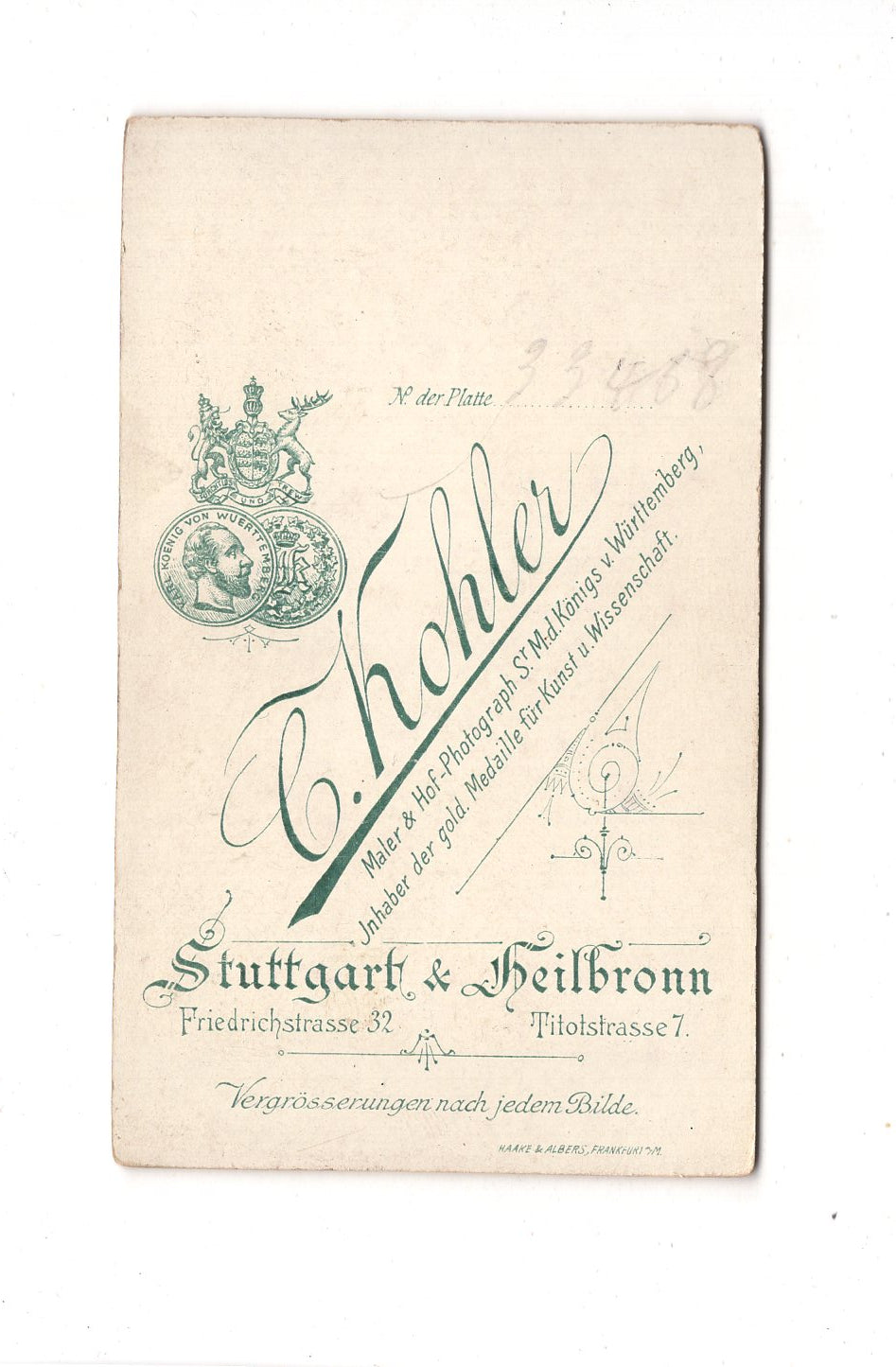 Fotografie Damenportrait - Stuttgart / Heilbronn 1880er / CDV C1-12