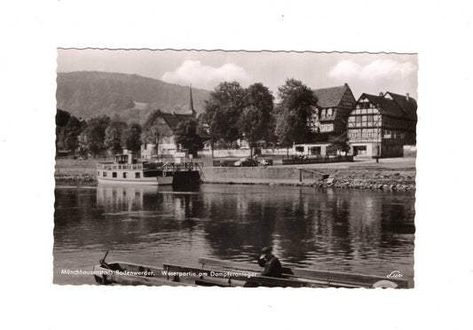 Ansichtskarte Bodenwerder / Weserpartie am Dampferanleger