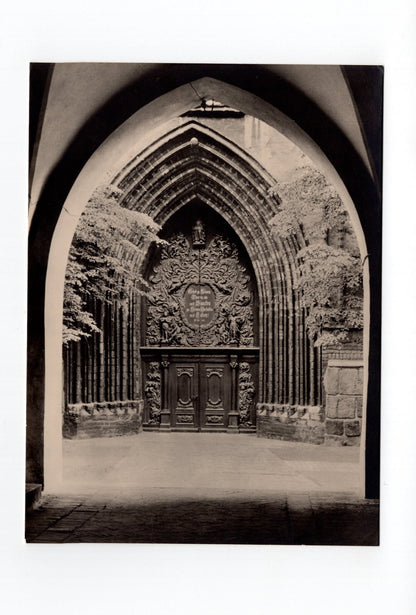 Ansichtskarte Backsteinportal von St. Nicolai in Stralsund