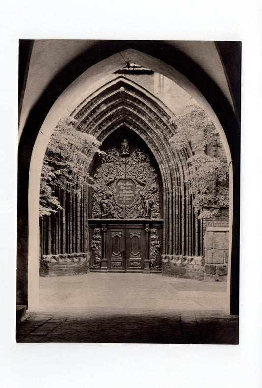 Ansichtskarte Backsteinportal von St. Nicolai in Stralsund