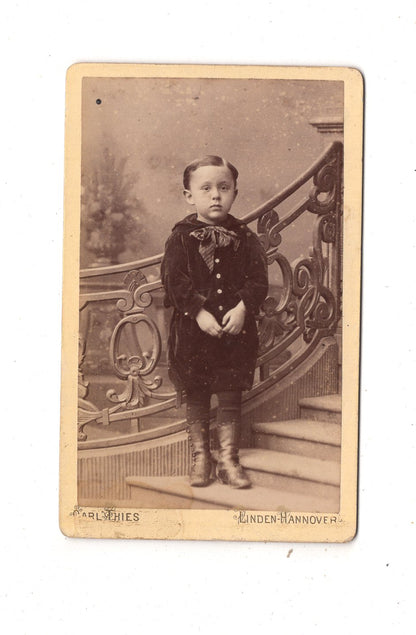 Fotografie Niedlicher kleiner Junge - Linden-Hannover 1880er / CDV M1-15