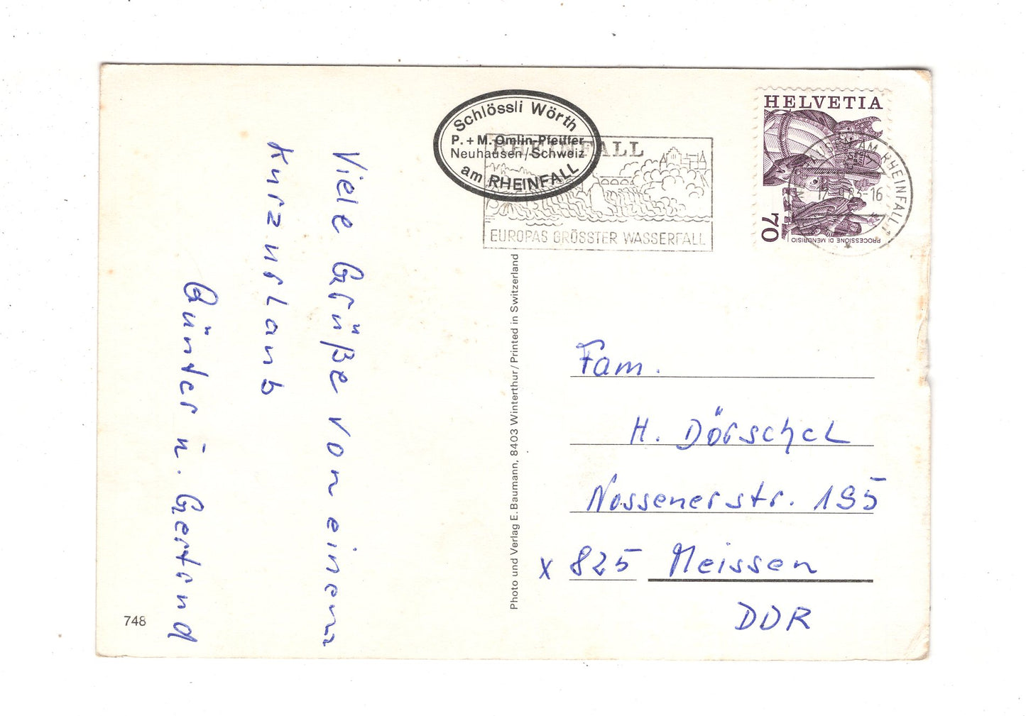 Ansichtskarte Orientierung über den Rheinfall / Schweiz