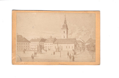 Fotografie / Kunst Historische Ansicht einer Stadt / Platz - 1870er