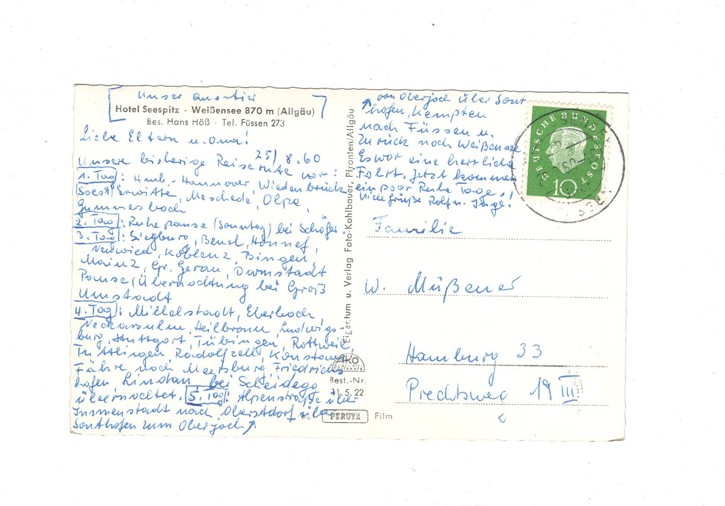 Ansichtskarte Hotel Restaurant Seespitz / Weißensee / Allgäu