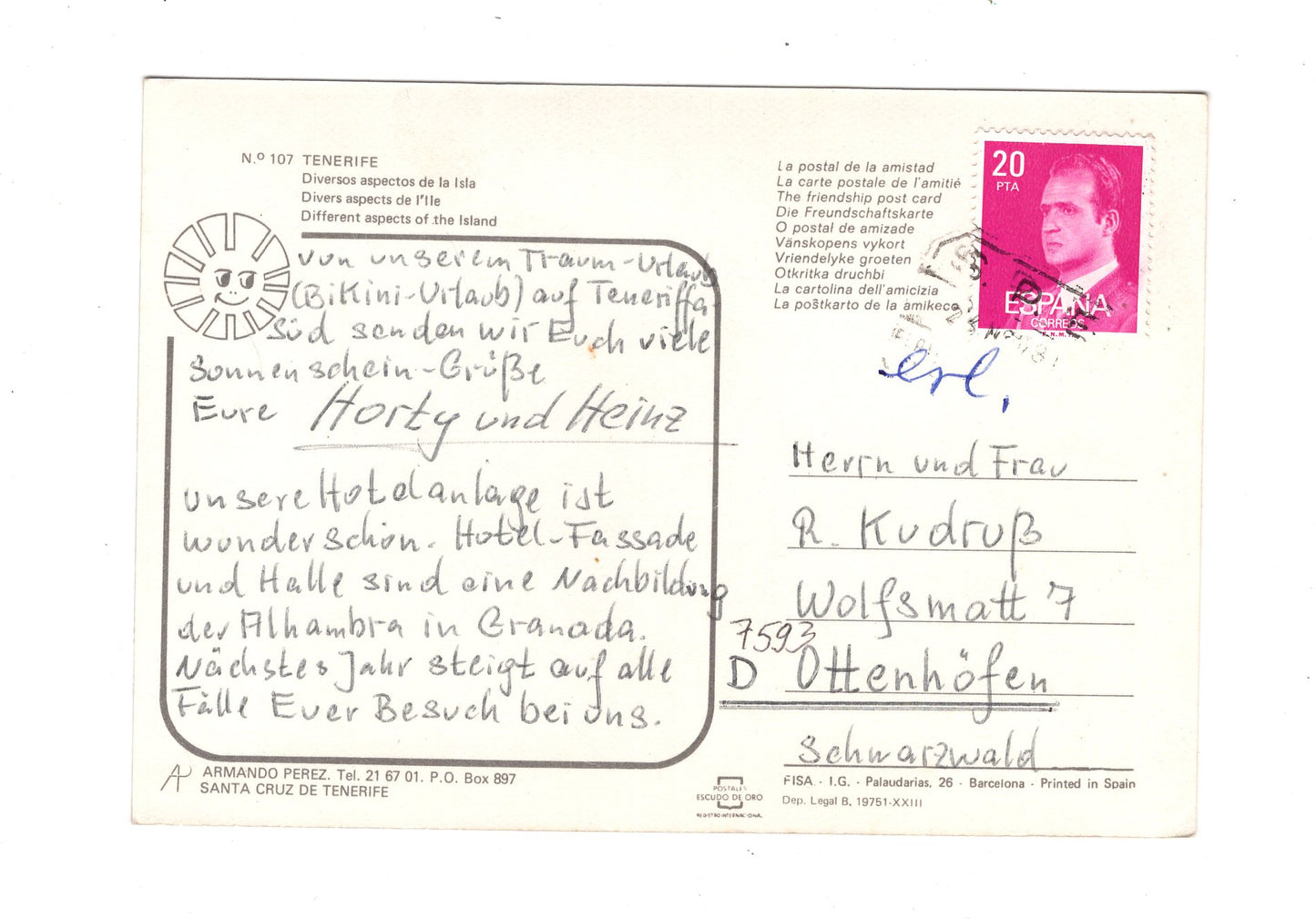 Ansichtskarte Teneriffa / Spanien